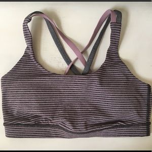 Lululemon Energy Sports Bra Grey & Purple Stripe 8